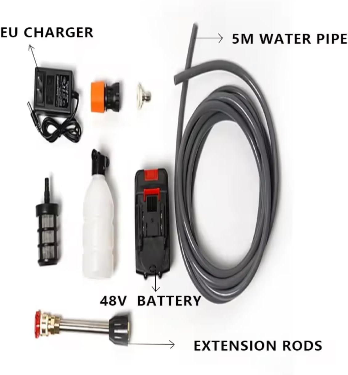 Idropulitrice portatile con 2 batterie Idropulitrice ad alta pressione a batteria per il lavaggio di auto Pulizia di pavimenti 42v 8000Mah